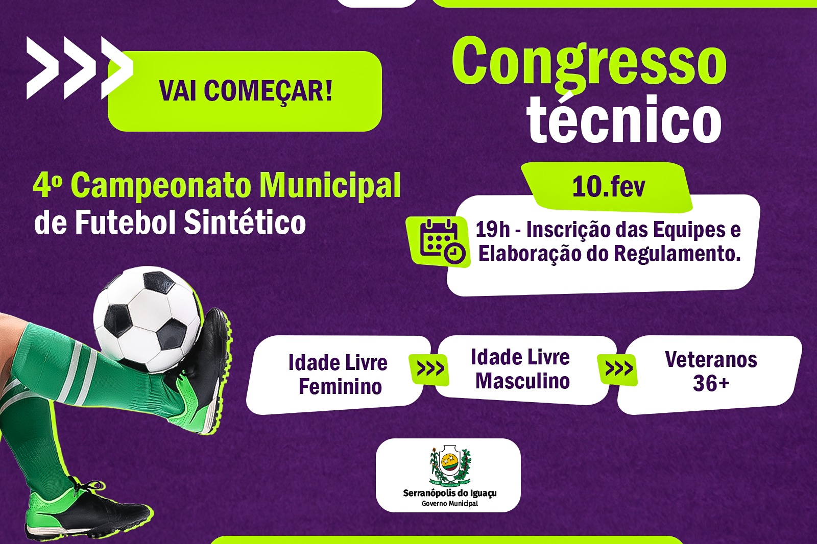 Congresso técnico do 4º Campeonato Municipal de Futebol Sintético será realizado na próxima segunda-feira